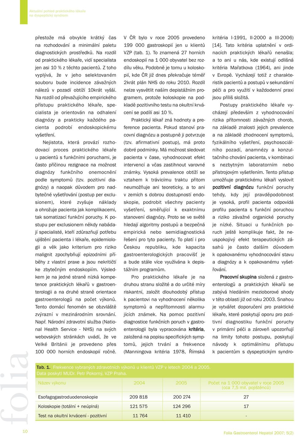 Na rozdíl od převažujícího empirického přístupu praktického lékaře, specialista je orientován na odhalení diagnózy a prakticky každého pacienta podrobí endoskopickému vyšetření.