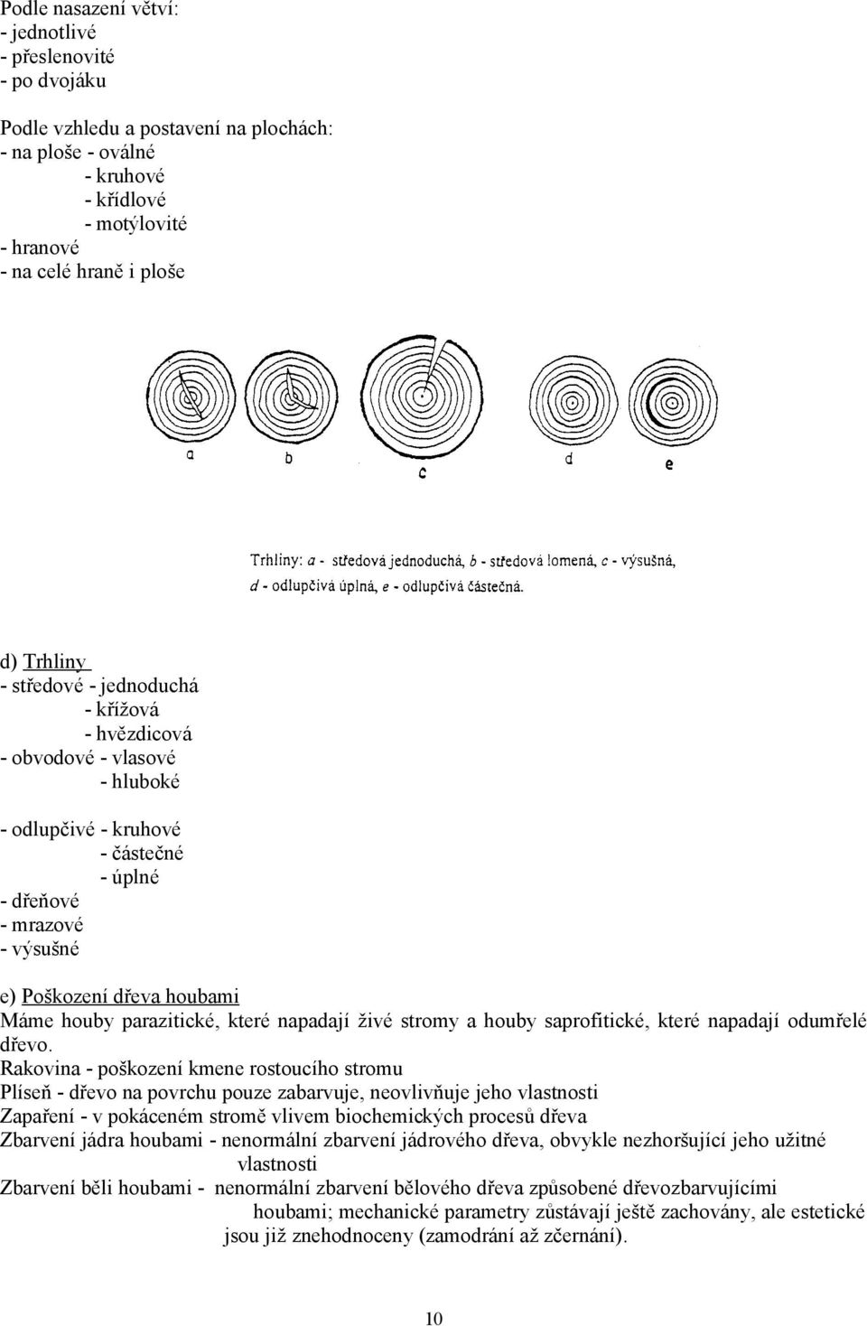 parazitické, které napadají živé stromy a houby saprofitické, které napadají odumřelé dřevo.