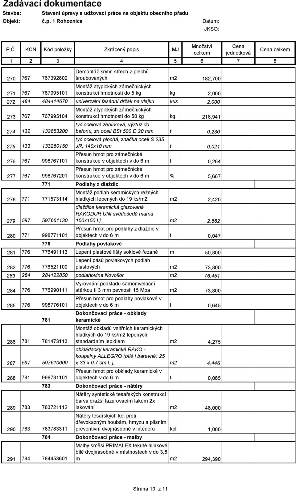 zámečnických konstrukcí hmotnosti do 50 kg kg 218,941 tyč ocelová žebírková, výztuž do betonu, zn.