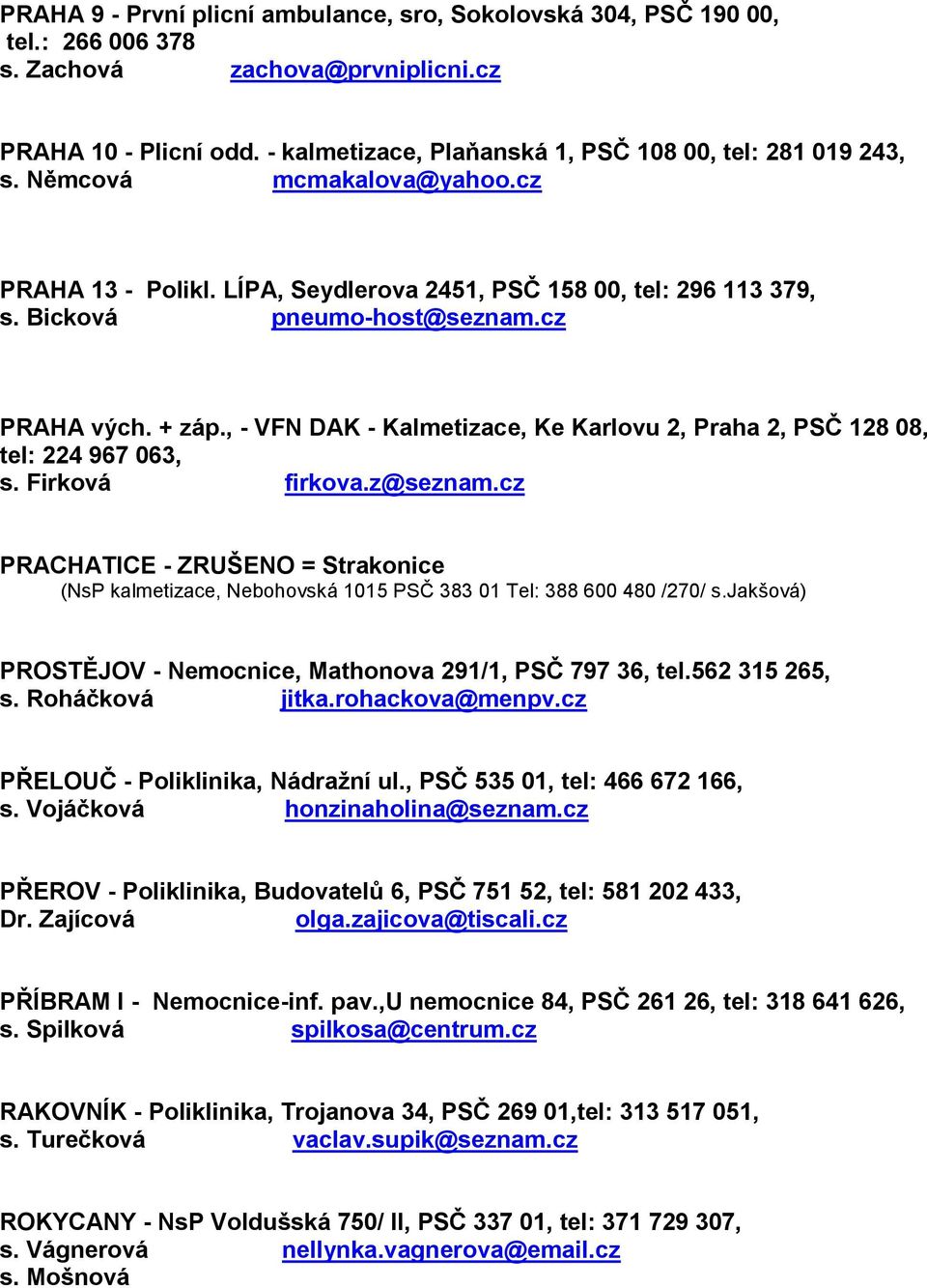 ADRESY KALMETIZACÍ V ČESKÉ REPUBLICE - PDF Stažení zdarma