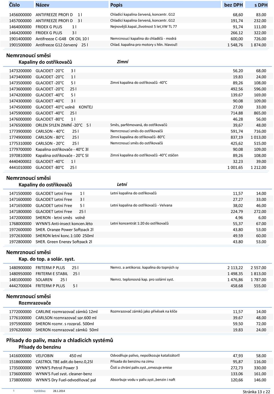 ,životnost let,vw TL 77 91,74 111,00 1464200000 FRIDEX G PLUS 3 l 266,12 322,00 1901400000 Antifreeze C-G48 OK OIL 10 l Nemrznoucí kapalina do chladičů - modrá 600,00 726,00 190100000 Antifreeze G12