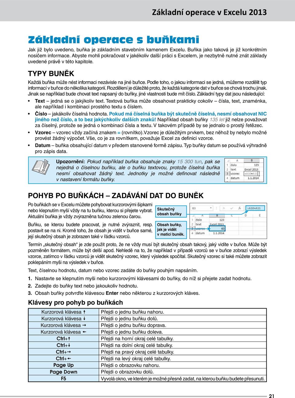 TYPY BUNĚK Každá buňka může nést informaci nezávisle na jiné buňce. Podle toho, o jakou informaci se jedná, můžeme rozdělit typ informací v buňce do několika kategorií.