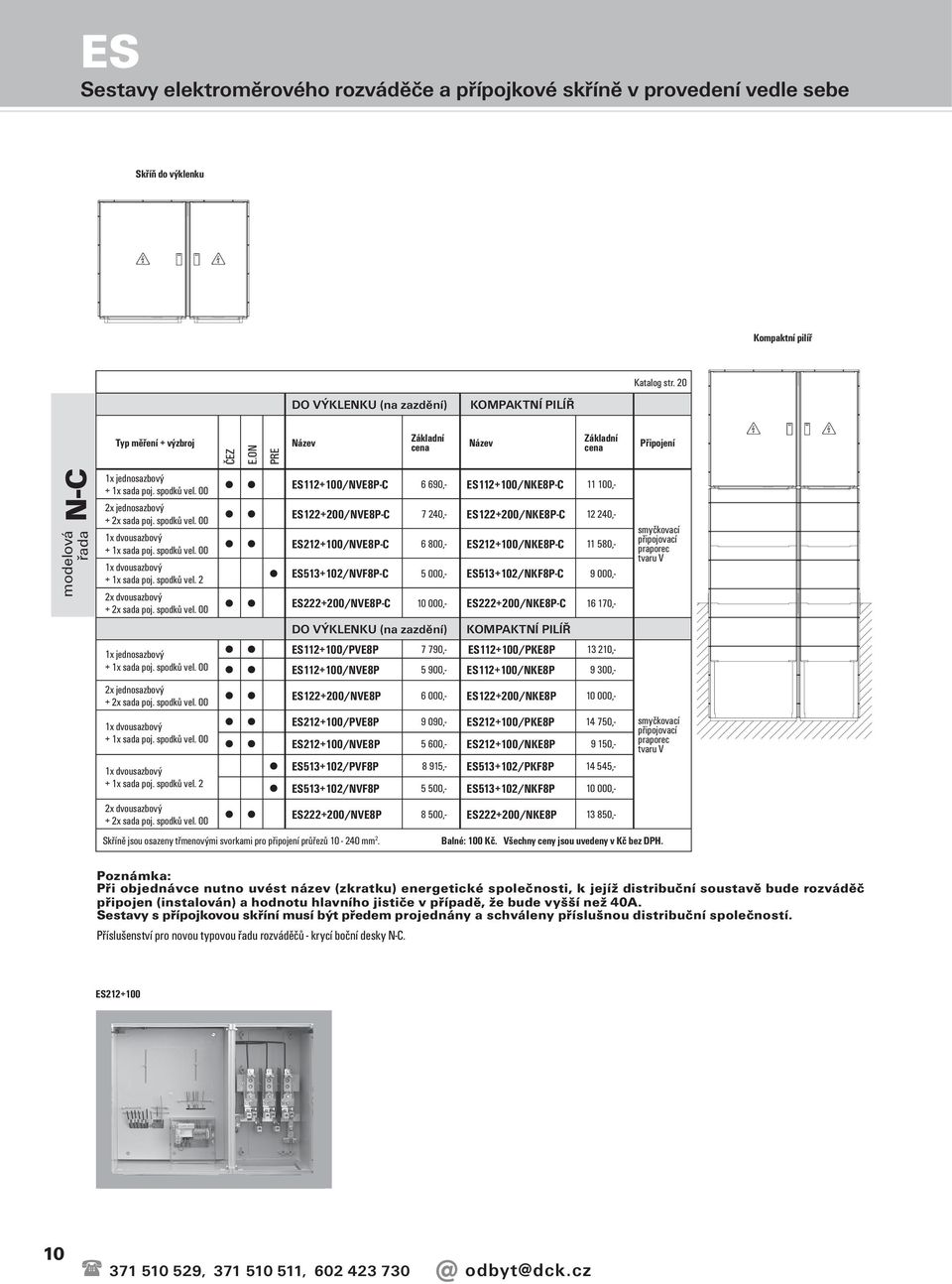 00 ES122+200/NVE8P-C 7 240,- ES122+200/NKE8P-C 12 240,- 1x dvousabový + 1x sada poj. spodků vel.