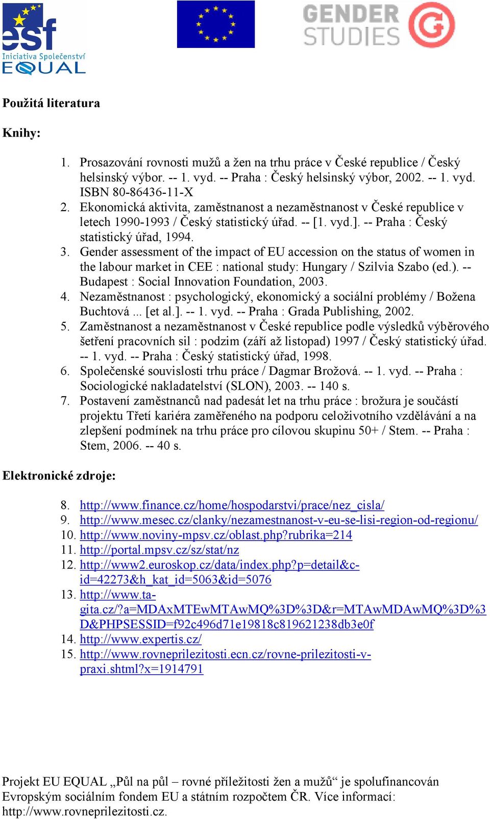 Gender assessment of the impact of EU accession on the status of women in the labour market in CEE : national study: Hungary / Szilvia Szabo (ed.). -- Budapest : Social Innovation Foundation, 2003. 4.