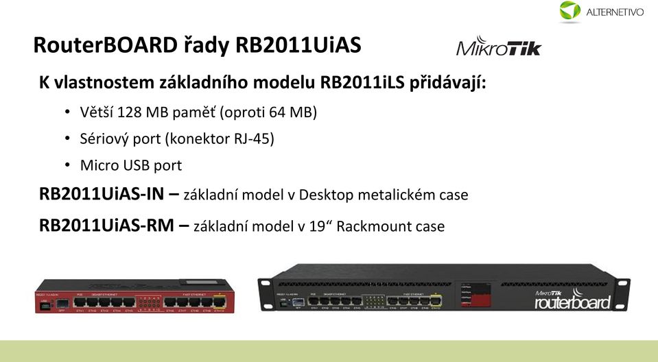port (konektor RJ-45) Micro USB port RB2011UiAS-IN základní model
