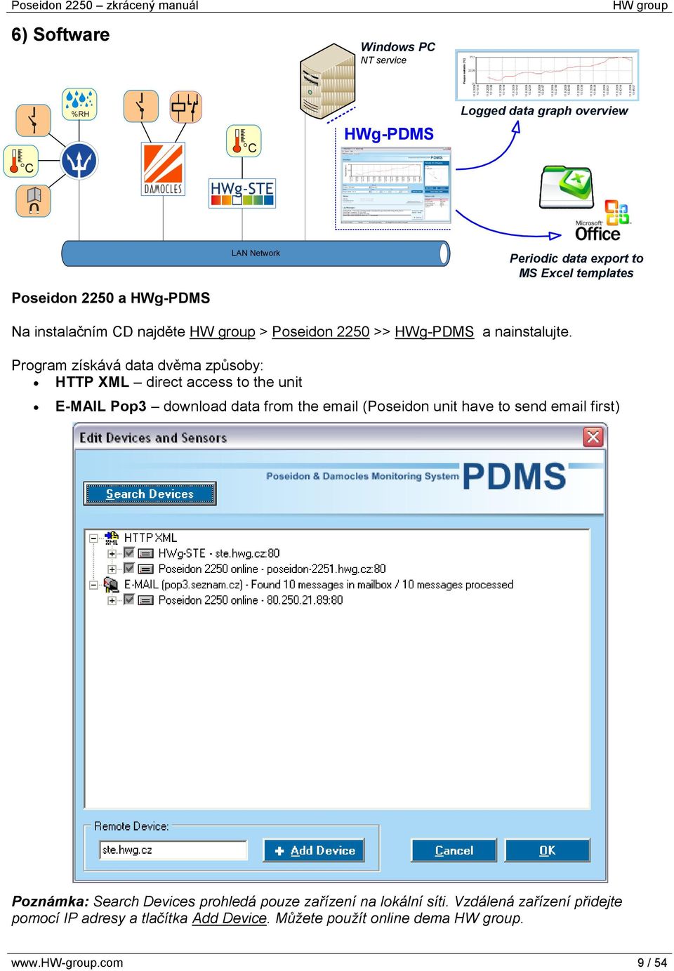 Program získává data dvěma způsoby: HTTP XML direct access to the unit E-MAIL Pop3 download data from the email (Poseidon unit have to send