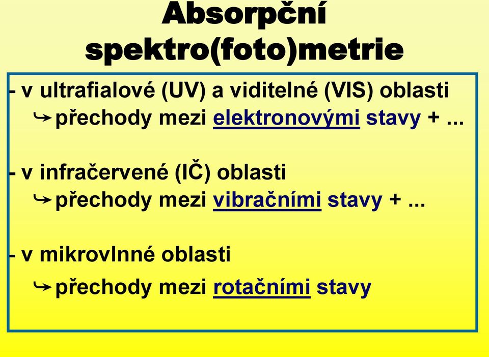 +... - v infračervené (IČ) oblasti přechody mezi