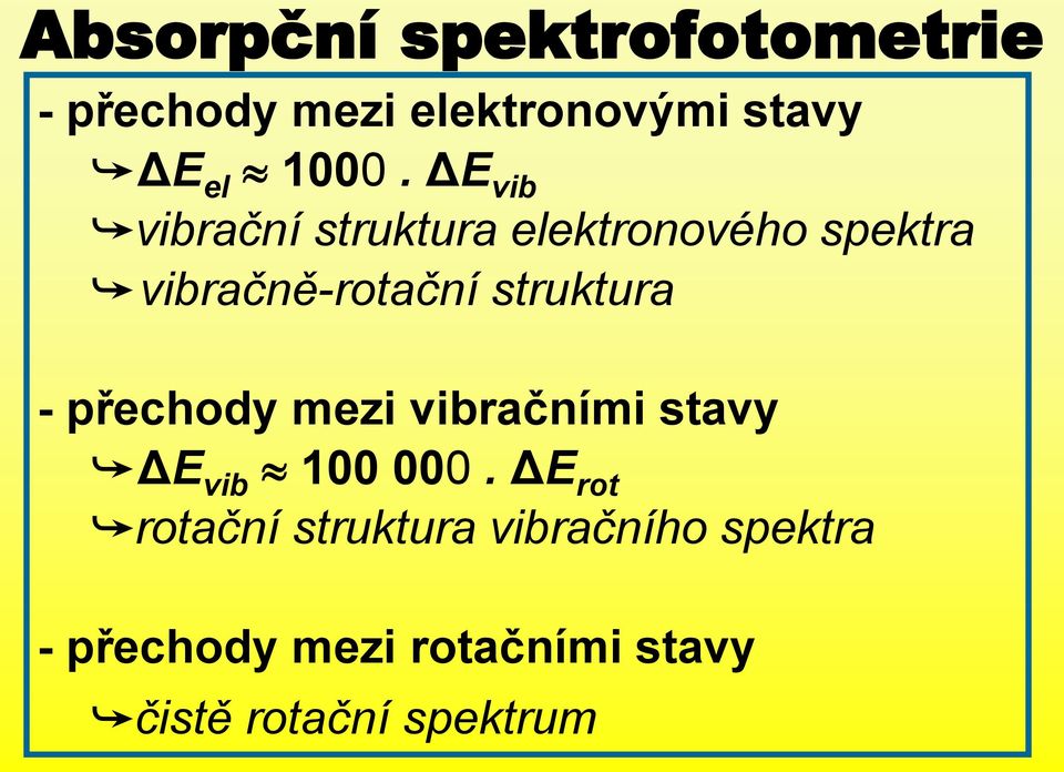 - přechody mezi vibračními stavy ΔE vib 100 000.