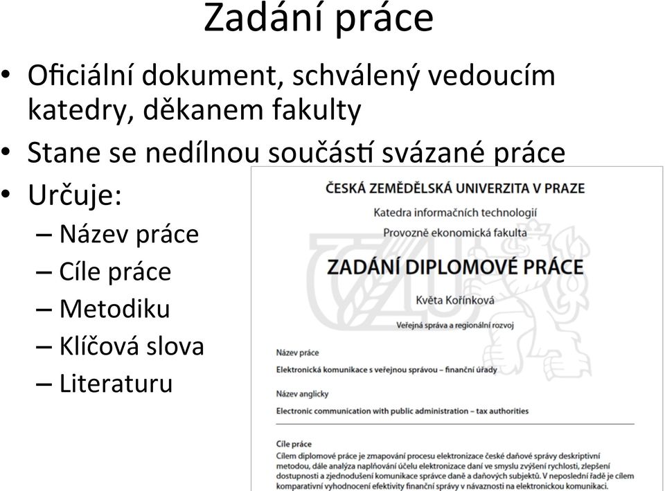 nedílnou součásu svázané práce Určuje: Název