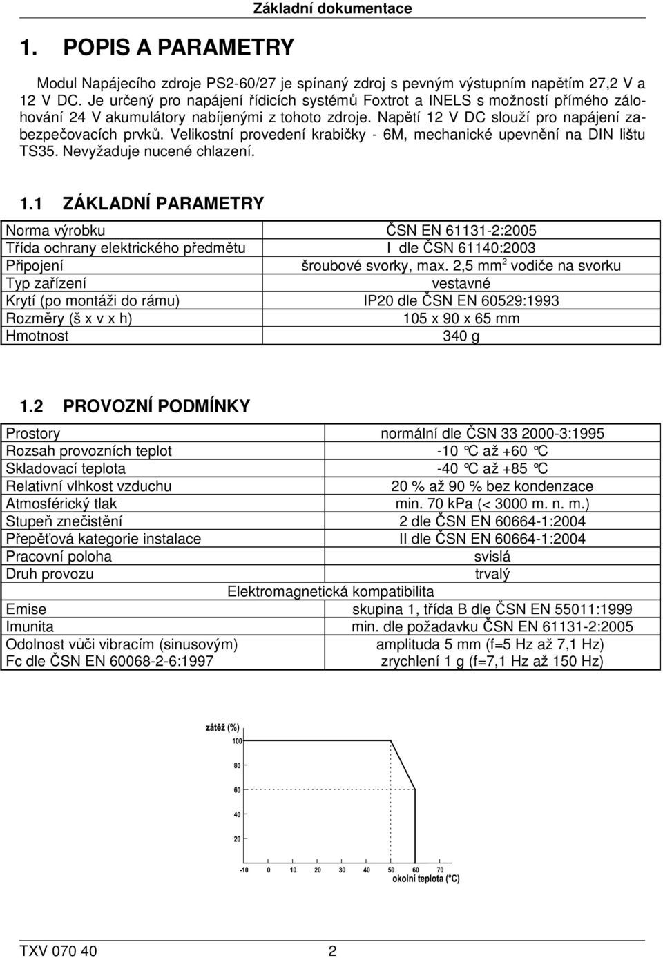 Velikostní provedení krabičky - 6M, mechanické upevnění na DIN lištu TS35. Nevyžaduje nucené chlazení. 1.