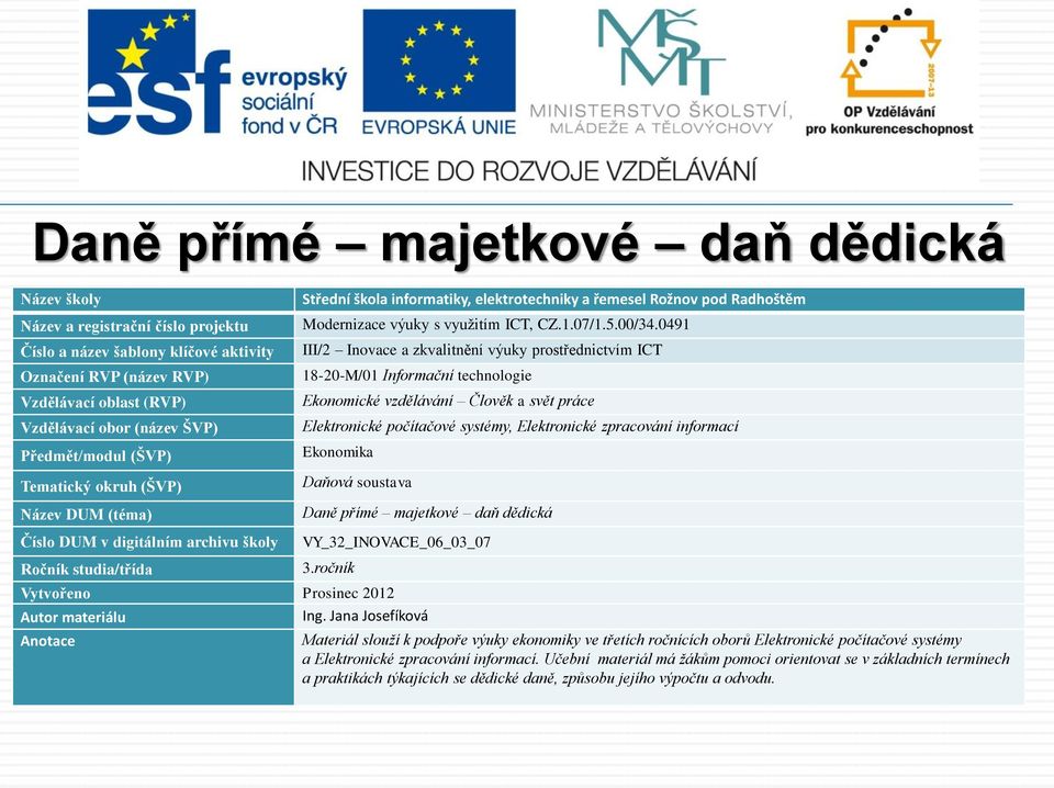 Učební materiál má žákům pomoci orientovat se v základních termínech