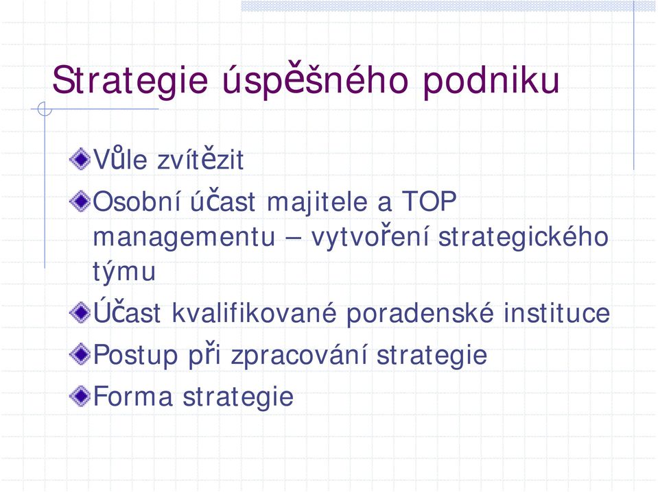 strategického týmu Účast kvalifikované poradenské