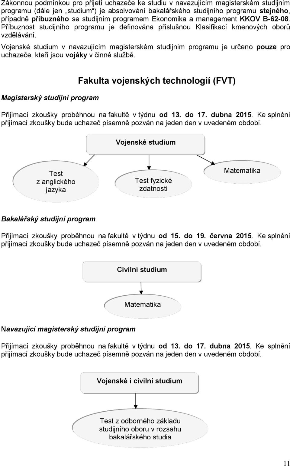 Vojenské studium v navazujícím magisterském studijním programu je určeno pouze pro uchazeče, kteří jsou vojáky v činné službě.