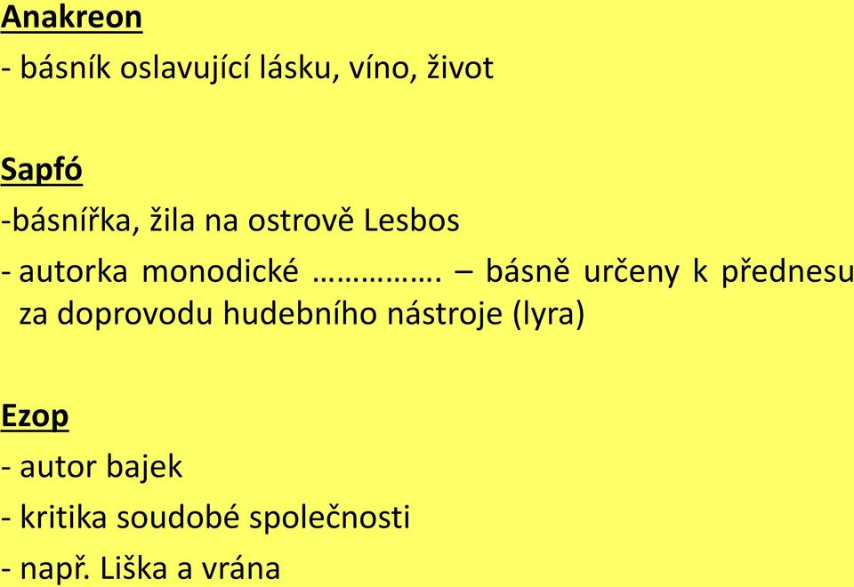 básně určeny k přednesu za doprovodu hudebního nástroje