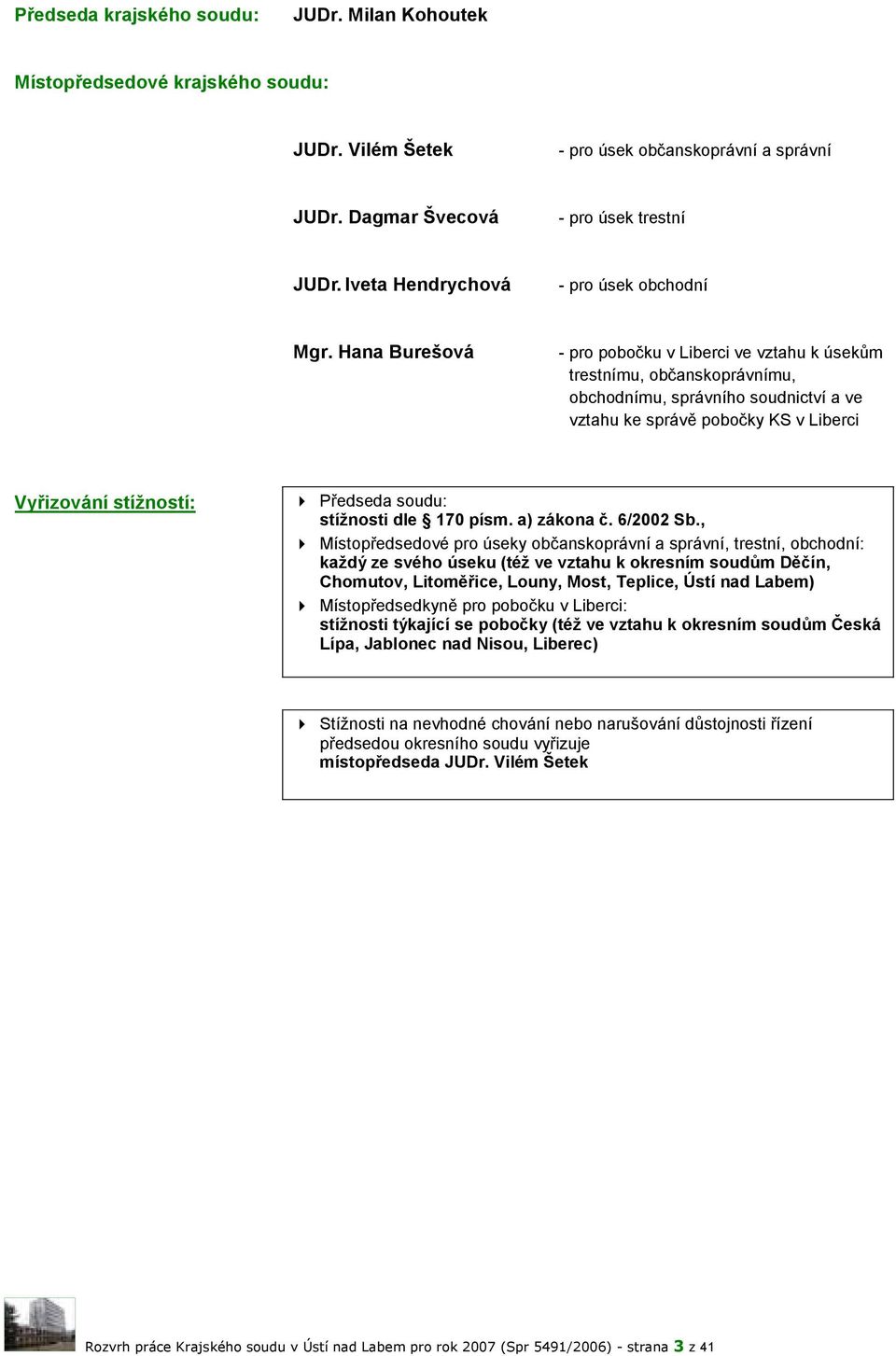 Spr 5491/2006 Krajský soud v Ústí nad Labem ROZ VRH PRÁCE pro rok 2007  Projednáno soudcovskou radou dne: - PDF Stažení zdarma