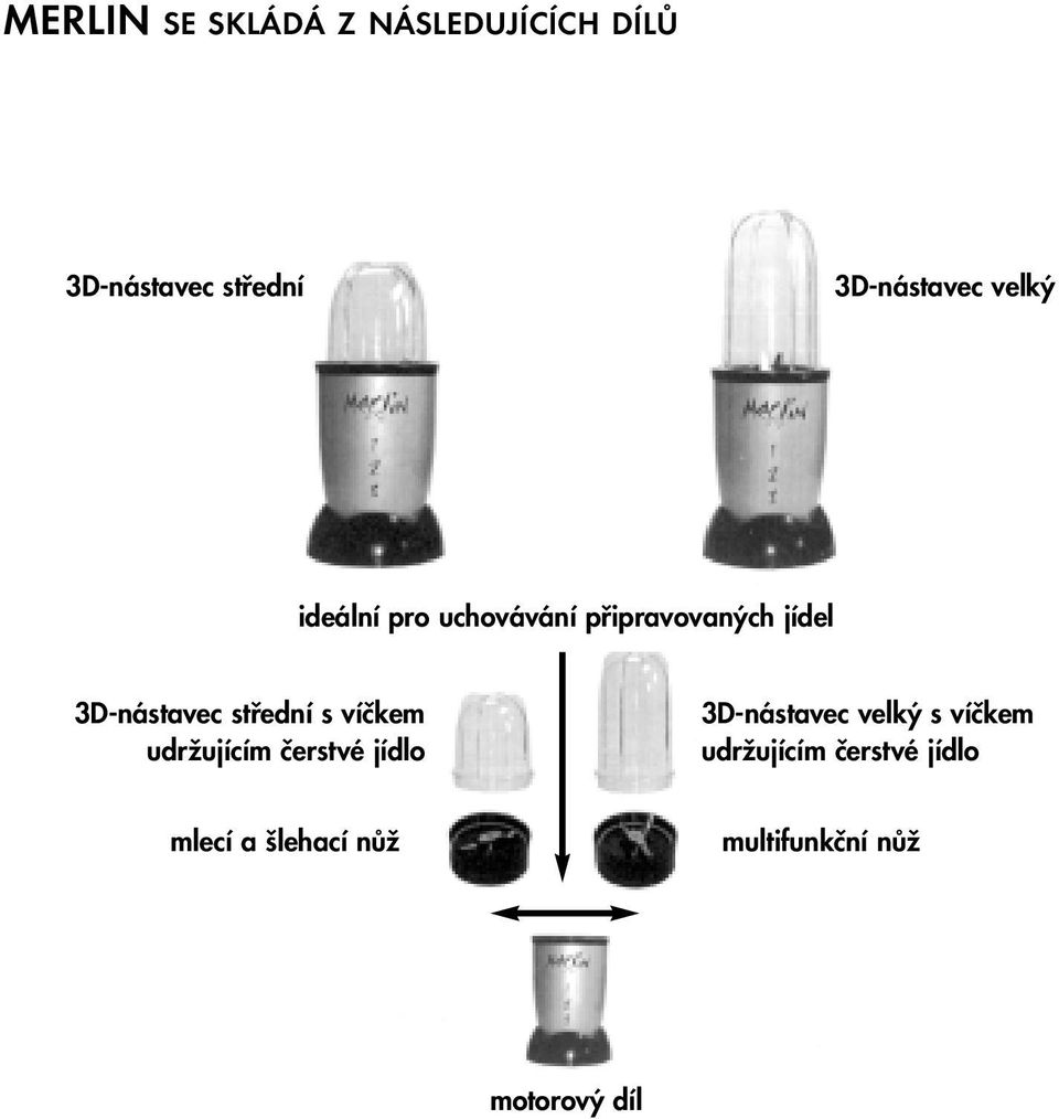 3D-nástavec stfiední s víãkem udrïujícím ãerstvé jídlo 3D-nástavec
