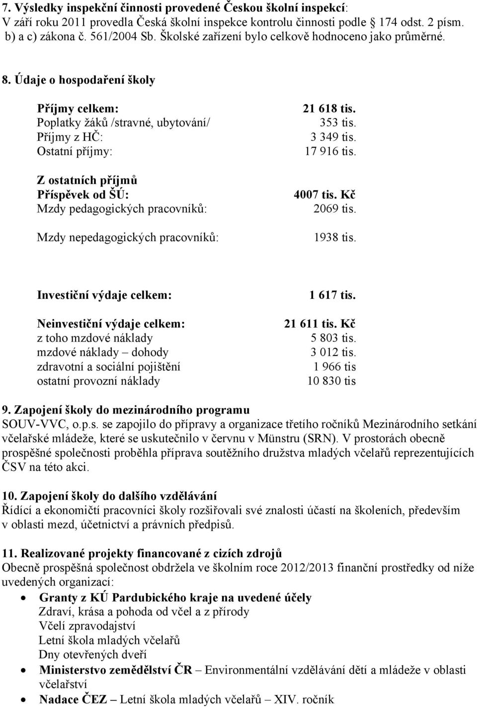 Kč 7 96 tis. Kč Z ostatních příjmů Příspěvek od ŠÚ: Mzdy pedagogických pracovníků: 47 tis. Kč 69 tis.