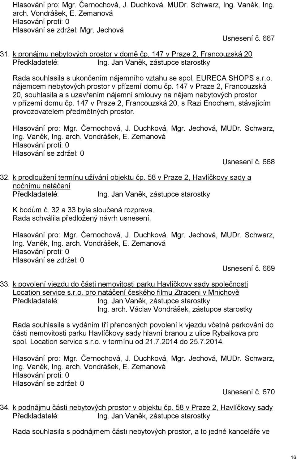 147 v Praze 2, Francouzská 20, souhlasila a s uzavřením nájemní smlouvy na nájem nebytových prostor v přízemí domu čp.