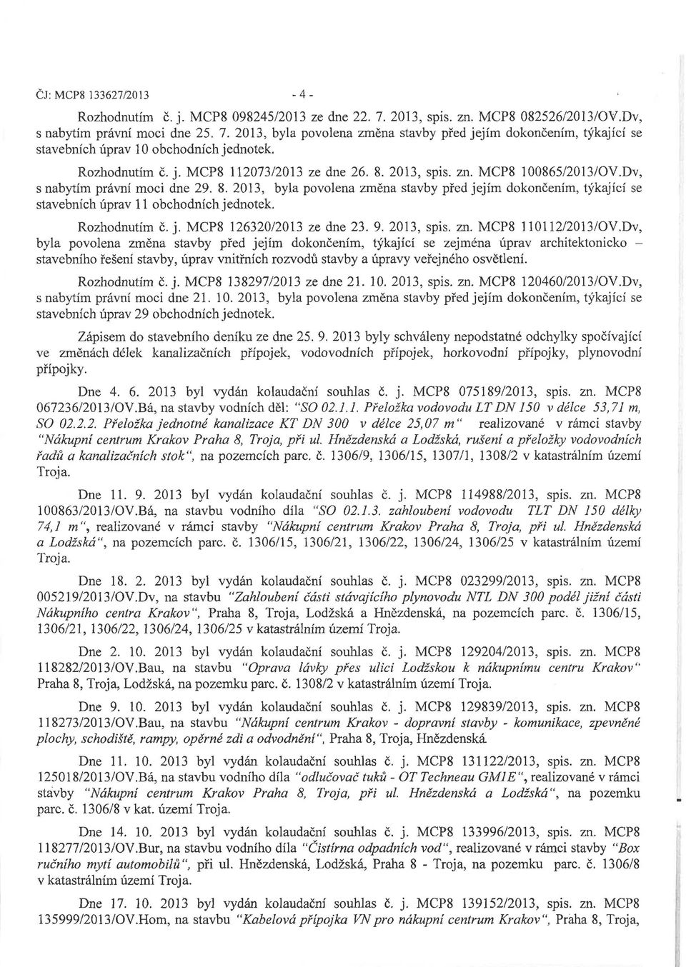 Rozhodnutím č. j. MCP8 126320/2013 ze dne 23. 9. 2013, spis. zn. MCP8 110112/2013/OV.