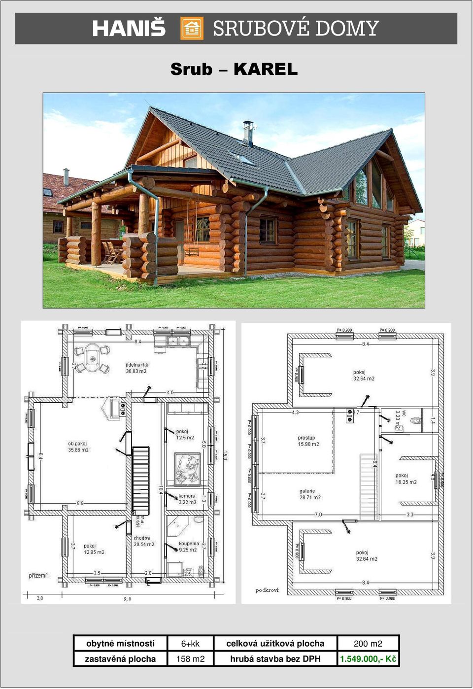 200 m2 zastavěná plocha 158 m2