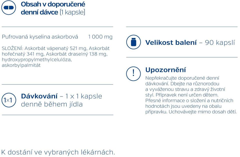 Velikost balení 90 kapslí Upozornění Nepřekračujte doporučené denní dávkování. Dbejte na různorodou a vyváženou stravu a zdravý životní styl.