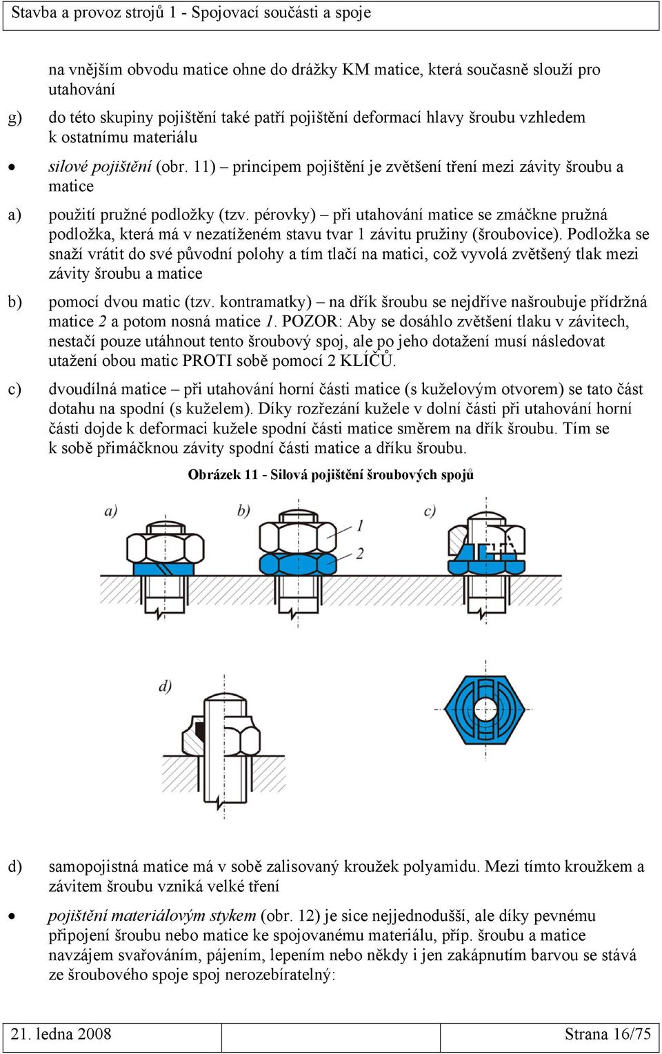 Stavba a provoz strojů 1 - Spojovací součásti a spoje Distanční text - PDF  Stažení zdarma