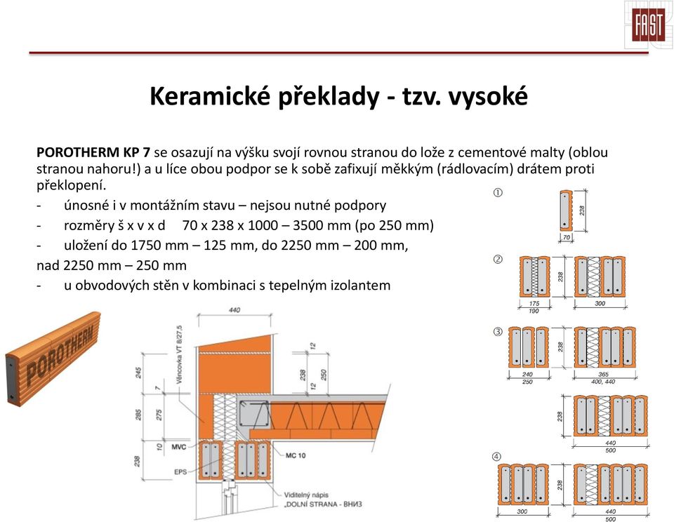 ) a u líce obou podpor se k sobě zafixují měkkým (rádlovacím) drátem proti překlopení.