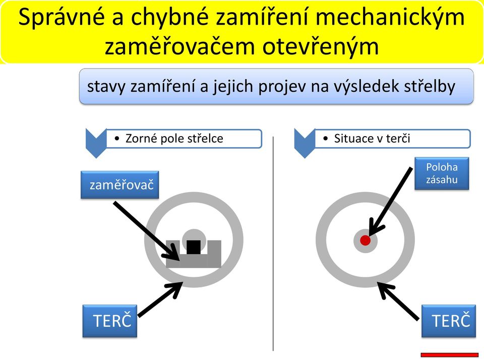 jejich projev na výsledek střelby Zorné pole