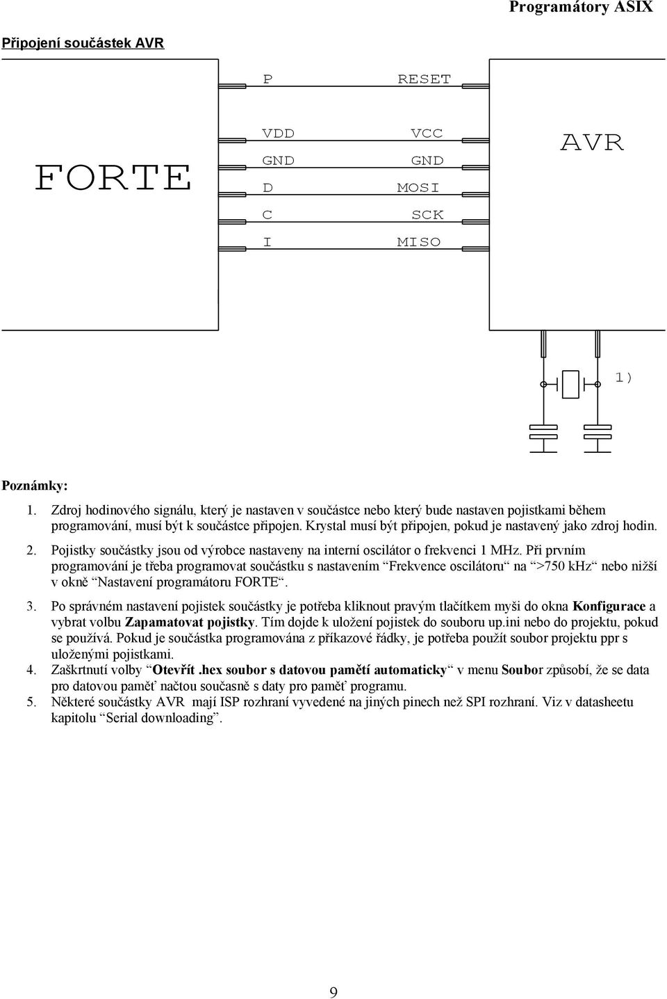 Při prvním programování je třeba programovat součástku s nastavením Frekvence oscilátoru na >750 khz nebo nižší v okně Nastavení programátoru FORTE. 3.