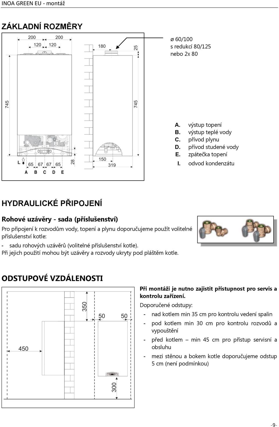 (volitelné příslušenství kotle). Při jejich použití mohou být uzávěry a rozvody ukryty pod pláštěm kotle.