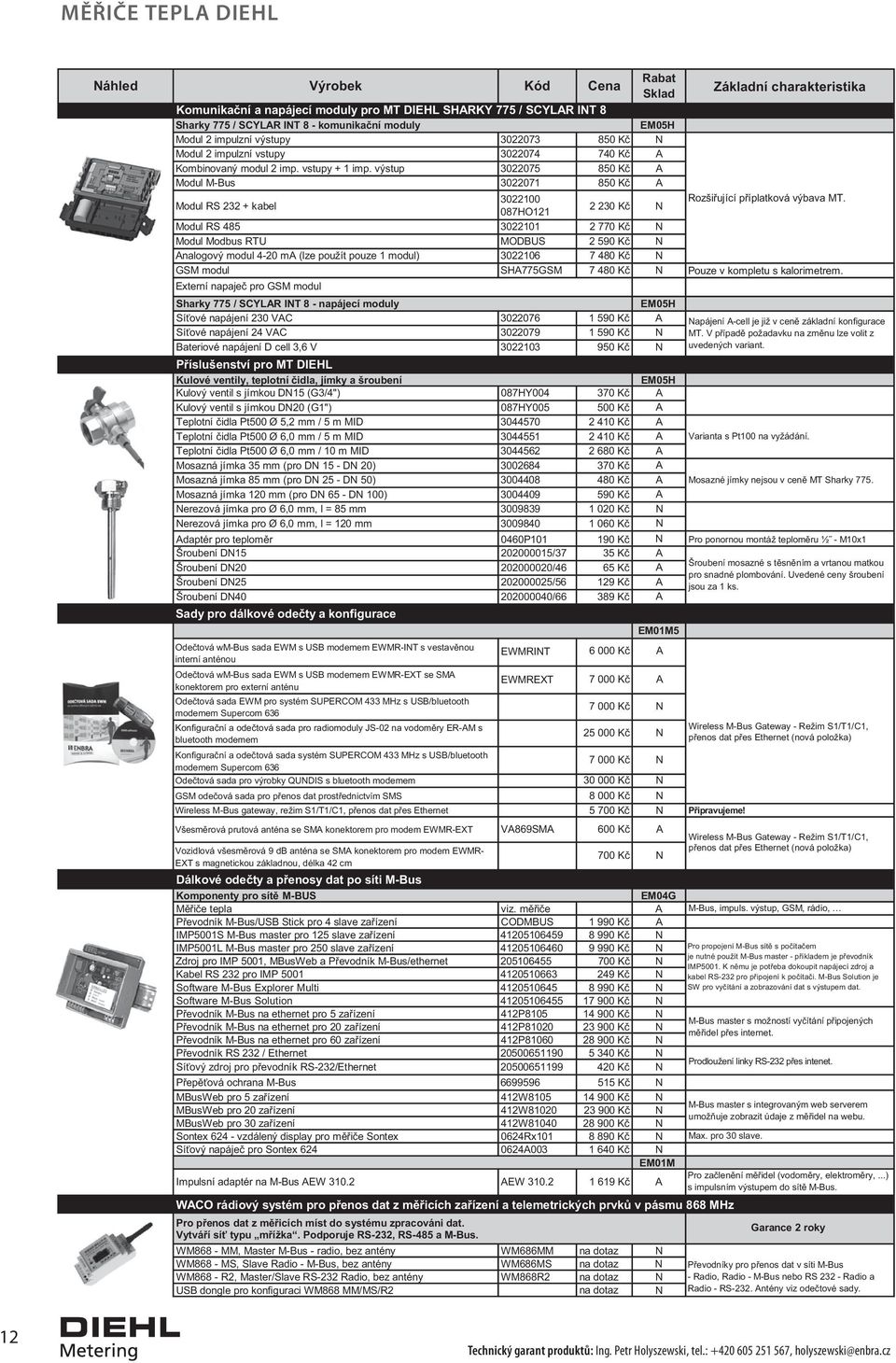 výstup 3022075 850 Kč A Modul M-Bus 3022071 850 Kč A Modul RS 232 + kabel 3022100 Rozšiřující příplatková výbava MT.