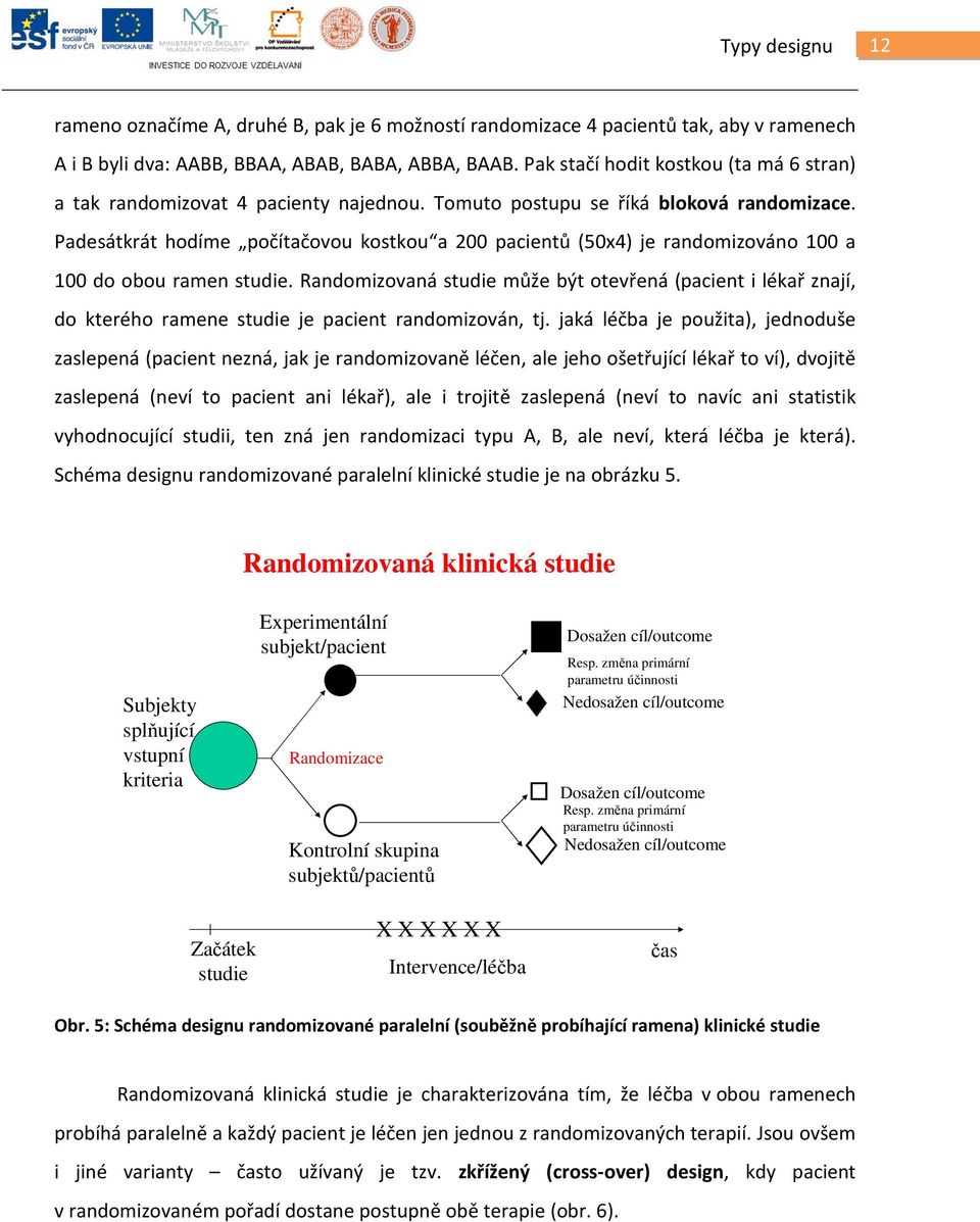 Padesátkrát hodíme počítačovou kostkou a 200 pacientů (50x4) je randomizováno 100 a 100 do obou ramen studie.