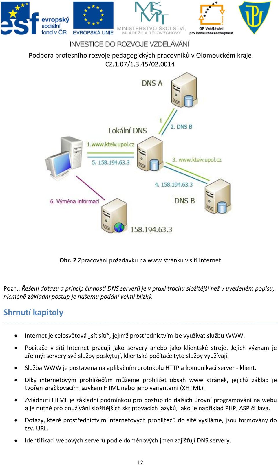 Shrnutí kapitoly Internet je celosvětová síť sítí, jejímž prostřednictvím lze využívat službu WWW. Počítače v síti Internet pracují jako servery anebo jako klientské stroje.