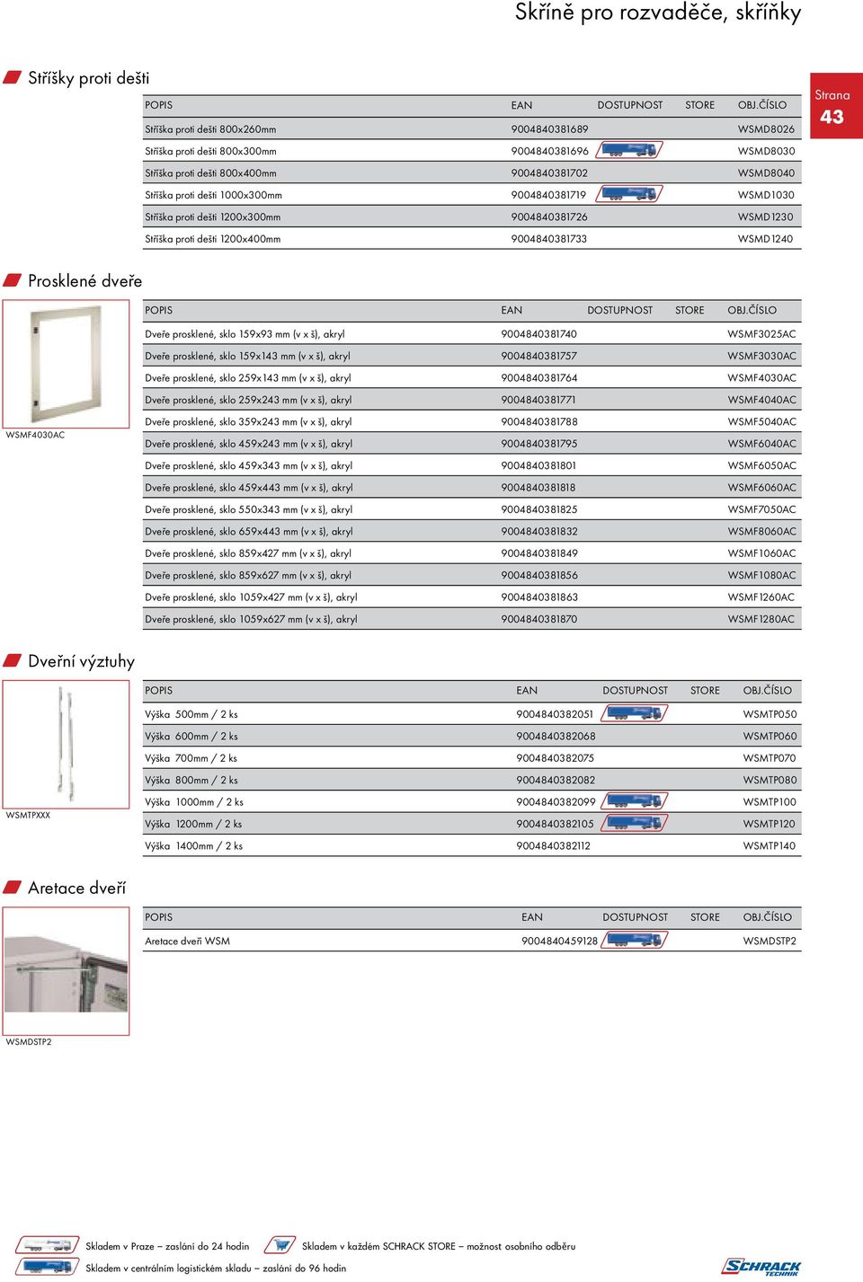 (v x š), akryl 9004840381740 WSMF3025AC Dveře prosklené, sklo 159x143 mm (v x š), akryl 9004840381757 WSMF3030AC Dveře prosklené, sklo 259x143 mm (v x š), akryl 9004840381764 WSMF4030AC Dveře