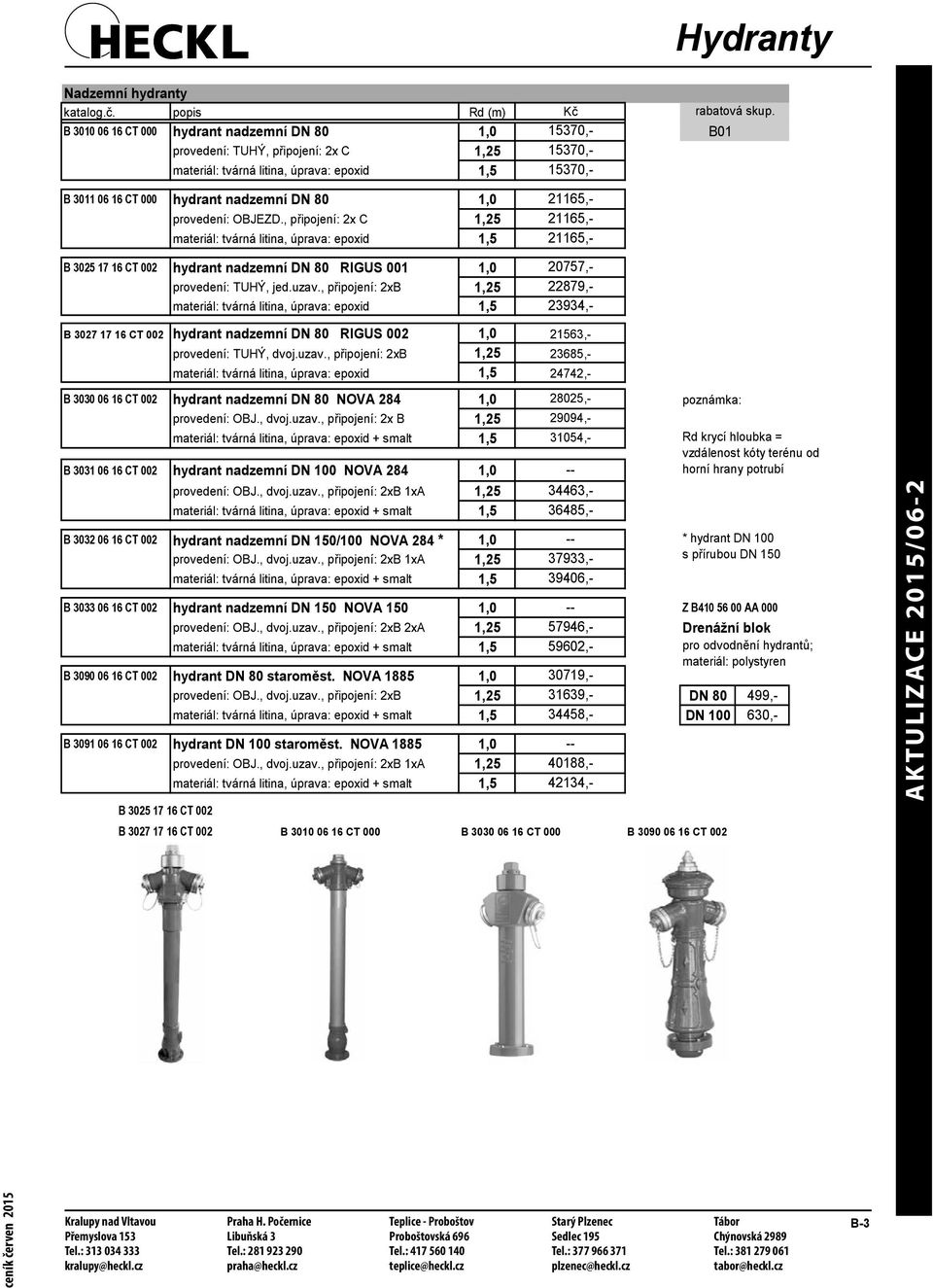 1,0 provedení: OBJEZD., připojení: 2x C 1,25 materiál: tvárná litina, úprava: epoxid 1,5 B 3025 17 16 CT 002 hydrant nadzemní DN 80 RIGUS 001 1,0 provedení: TUHÝ, jed.uzav.