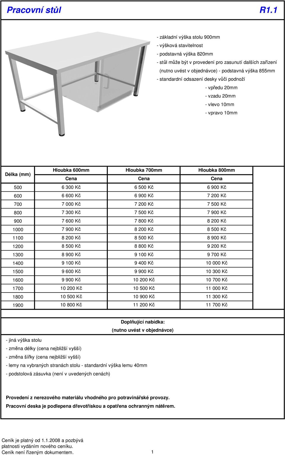 vpředu 0mm - vzadu 0mm - vlevo 10mm - vpravo 10mm 500 600 700 800 100 1300 1800 1 Hloubka 600mm Hloubka 700mm Hloubka 800mm 6 300 Kč 6 500 Kč 6 Kč 6 600 Kč 6 Kč 7 00 Kč 7 000 Kč 7 00 Kč 7 500 Kč 7