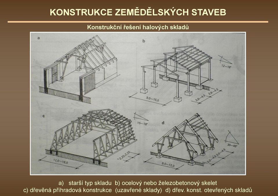 skelet c) dřevěná příhradová konstrukce