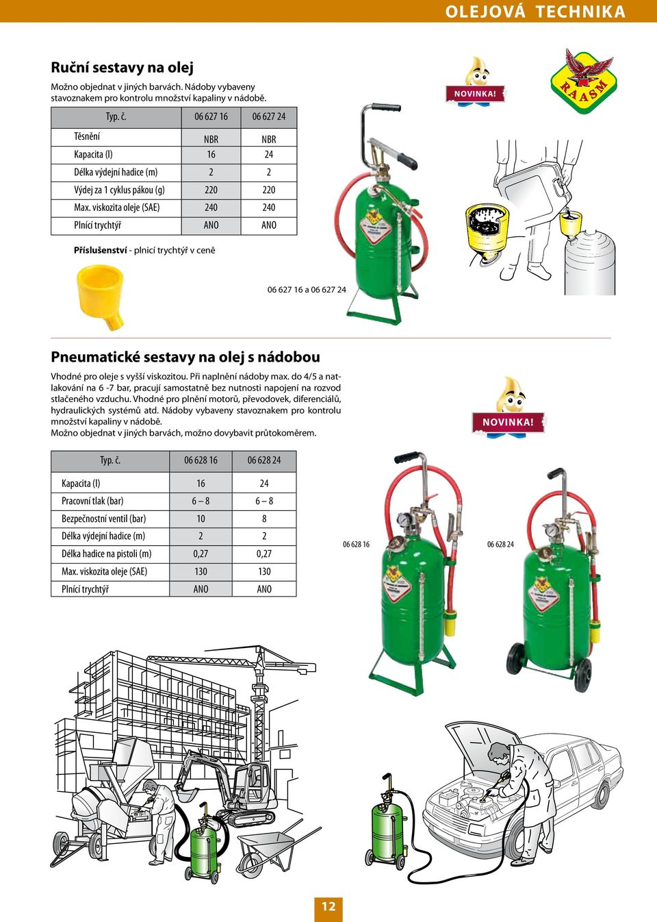 viskozita oleje (SAE) 240 240 Plnící trychtýř ANO ANO Příslušenství - plnicí trychtýř v ceně 06 627 16 a 06 627 24 Pneumatické sestavy na olej s nádobou Vhodné pro oleje s vyšší viskozitou.