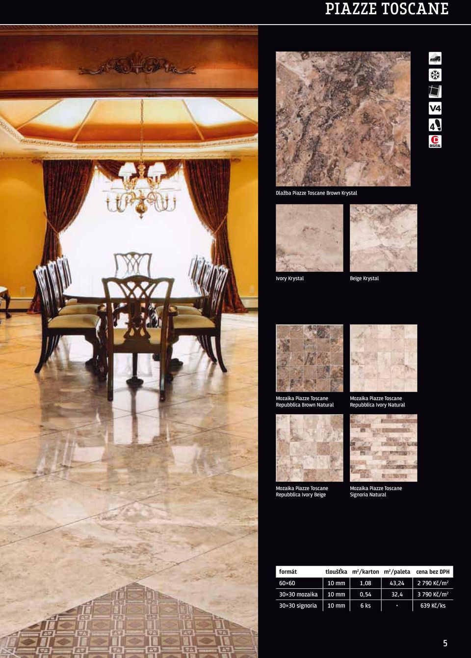 Piazze Toscane Repubblica Ivory Beige Mozaika Piazze Toscane Signoria Natural 60 60 10 mm 1,08