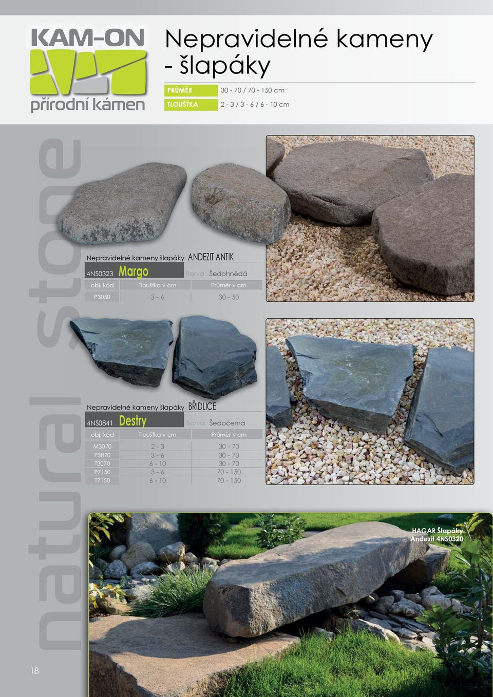 Nepravidelné kameny šlapáky BŘIDLICE 4NS0841 Destry Barva: Šedočerná M3070 2-3 30-70
