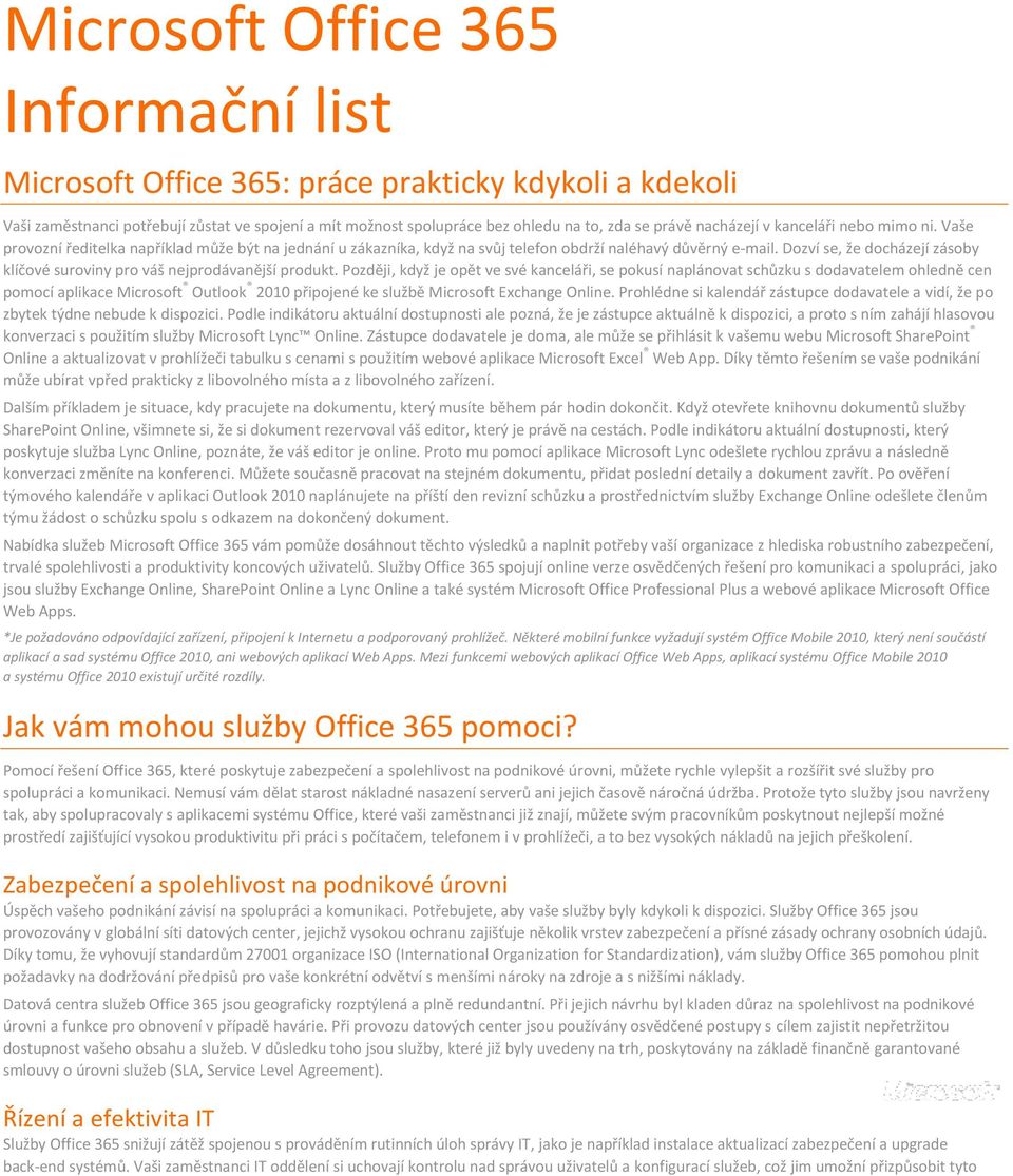 Microsoft Office 365 Informační list - PDF Free Download
