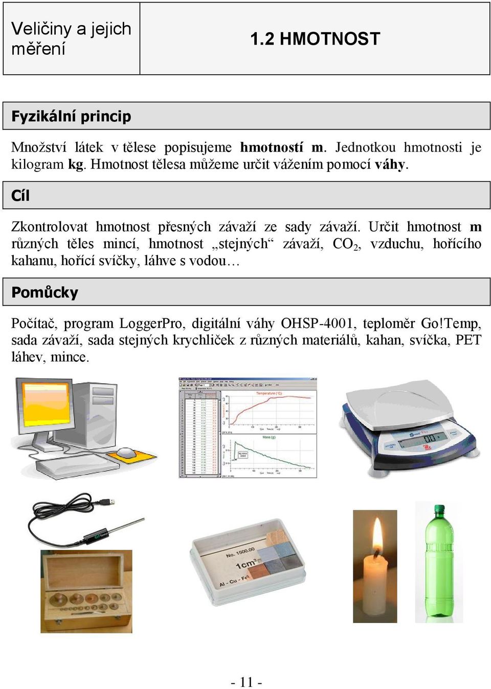 Cíl Zkontrolovat hmotnost přesných závaží ze sady závaží.