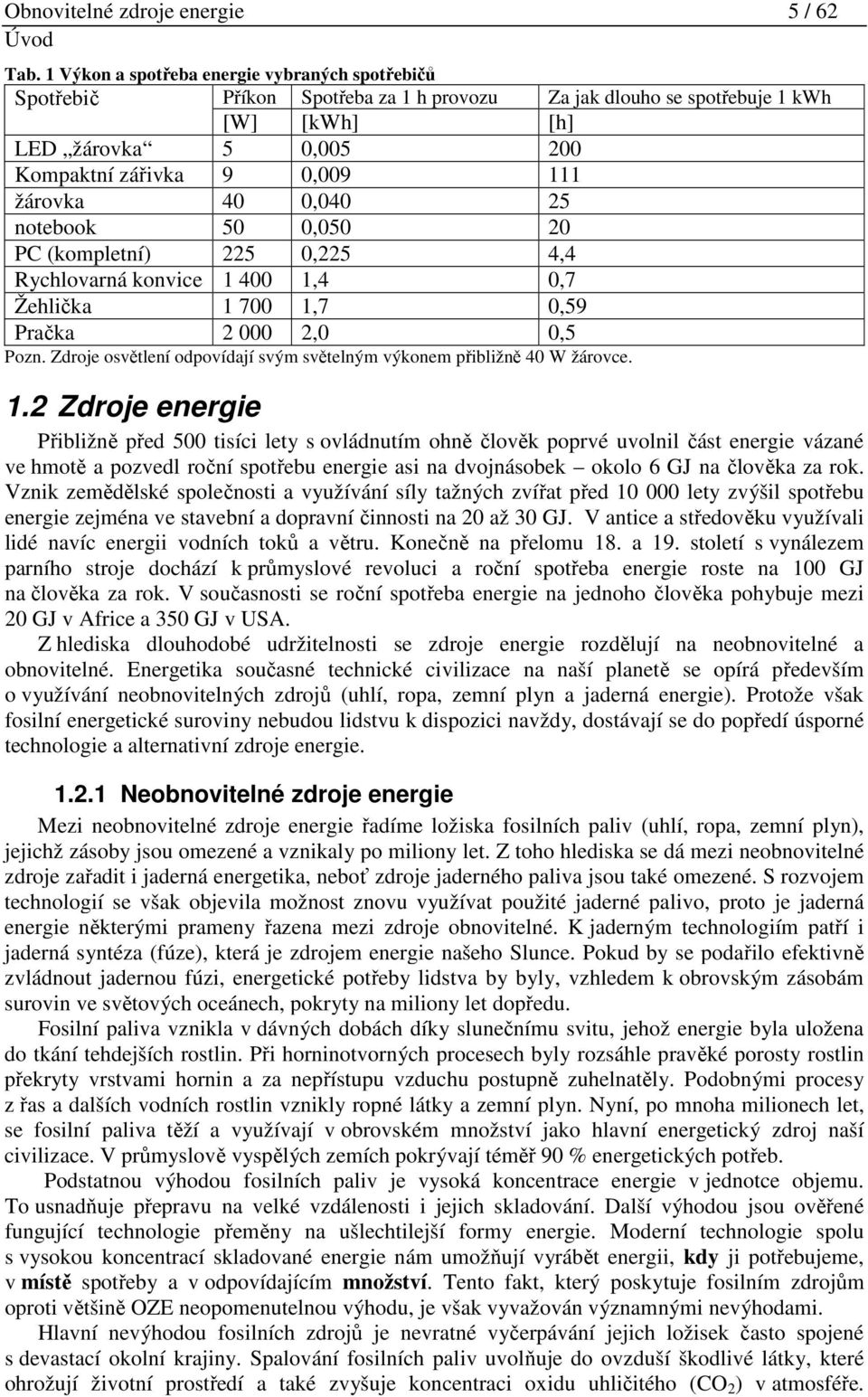 40 0,040 25 notebook 50 0,050 20 PC (kompletní) 225 0,225 4,4 Rychlovarná konvice 1 400 1,4 0,7 Žehlička 1 700 1,7 0,59 Pračka 2 000 2,0 0,5 Pozn.