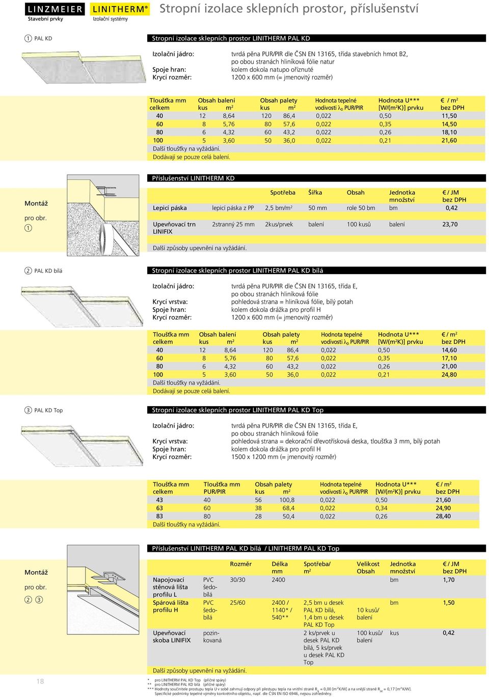57,6 0,022 0,35 14,50 80 6 4,32 60 43,2 0,022 0,26 18,10 100 5 3,60 50 36,0 0,022 0,21 21,60 Dodávají se pouze celá balení. Příslušenství LINITHERM KD Montáž pro obr.