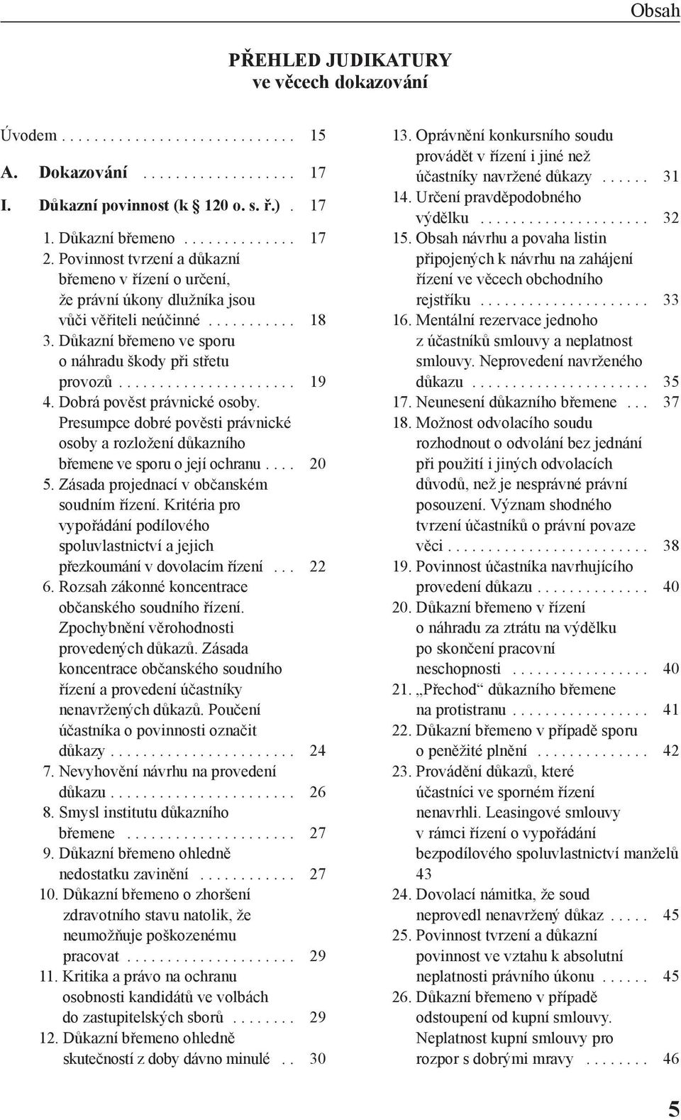 Dobrá pověst právnické osoby. Presumpce dobré pověsti právnické osoby a rozložení důkazního břemene ve sporu o její ochranu.... 20 5. Zásada projednací v občanském soudním řízení.