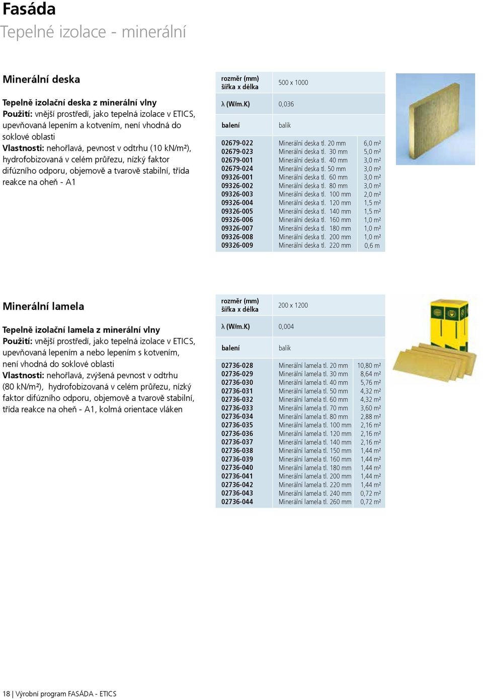 oheň - A1 λ (W/m.K) 0,036 02679-022 02679-023 02679-001 02679-024 09326-001 09326-002 09326-003 09326-004 09326-005 09326-006 09326-007 09326-008 09326-009 balík Minerální deska tl.