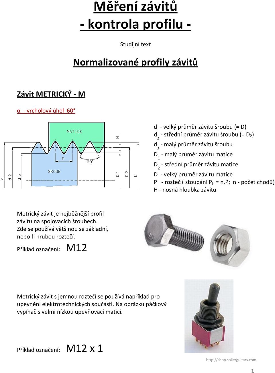 Měření závitů - kontrola profilu - - PDF Stažení zdarma