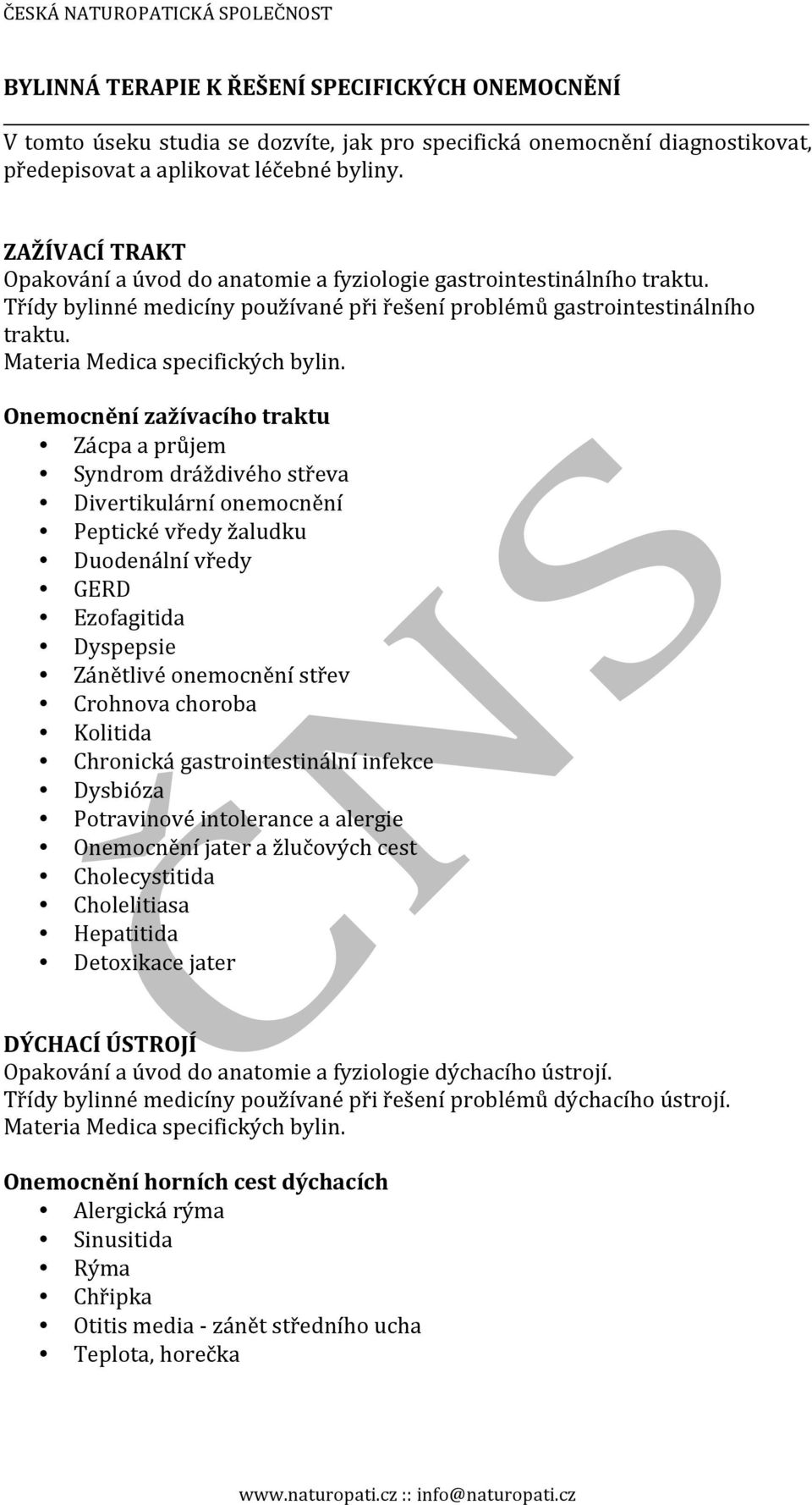 Materia Medica specifických bylin.