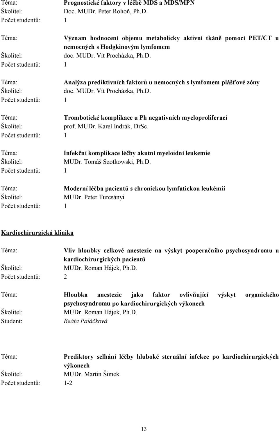 Infekční komplikace léčby akutní myeloidní leukemie MUDr. Tomáš Szotkowski, Ph.D. Moderní léčba pacientů s chronickou lymfatickou leukémií MUDr.