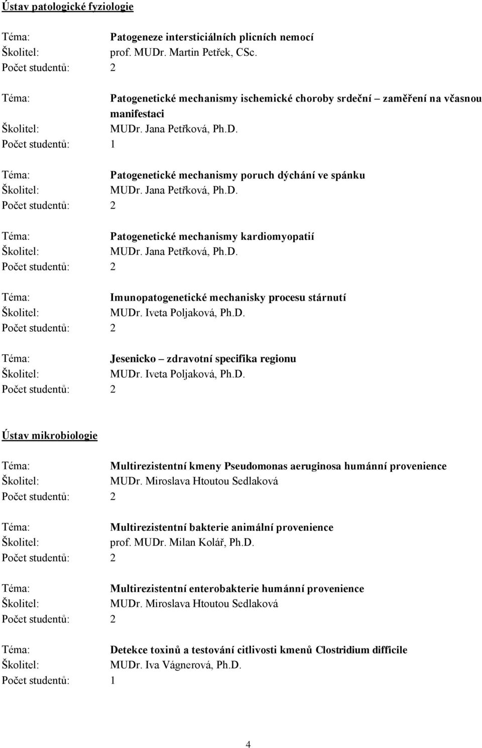 Iveta Poljaková, Ph.D. Jesenicko zdravotní specifika regionu MUDr. Iveta Poljaková, Ph.D. Ústav mikrobiologie Multirezistentní kmeny Pseudomonas aeruginosa humánní provenience MUDr.